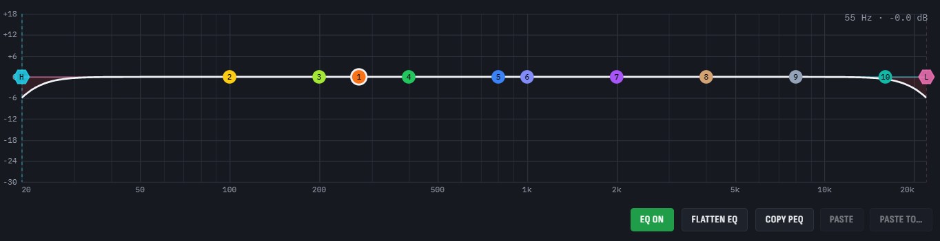 Clarion Connect parametric EQ with ten bands plus high-pass and low-pass