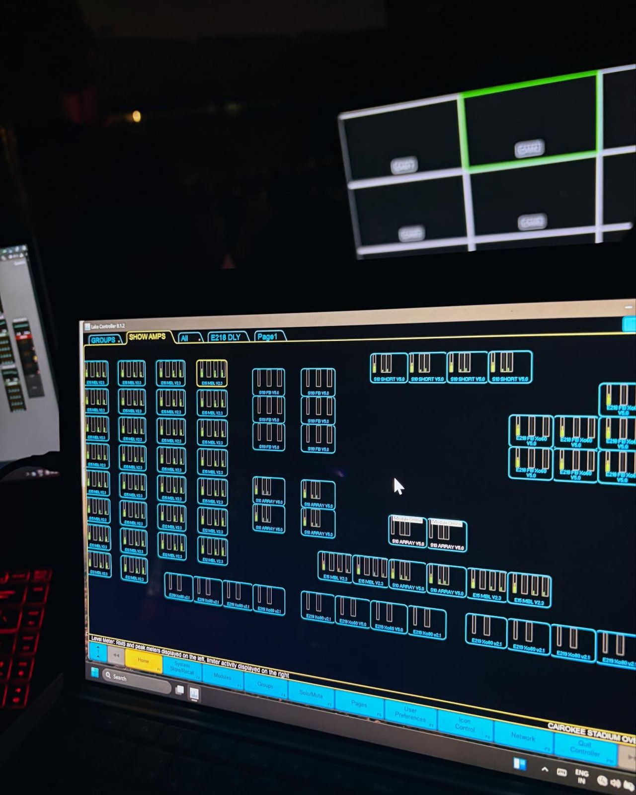 Lake Controller software showing amplifier and delay modules